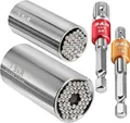 Produktbild: S&R Steckschlüssel Universal Multi Stecknuss, 2x Multifunktion-Nuss, 2x Sechskant Adapter (Set, 4-tlg. Nuss 5-14 mm und 7-19 mm, Adapter 1/4