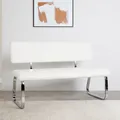 Produktbild: Esszimmerbank Polsterbank Sitzbank mit Rückenlehne Küchenbank Kunstleder weiß