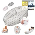 Produktbild: SMOOTHY® Stillkissen Schwangerschaftskissen XXL Premium Seitenschläfer-Kissen; Baumwoll-Bezug Schlafkissen & Lagerungs-Kissen für Mutter & Baby (Beige, Sterne, Bezug + EPS-Perlen Füllung)