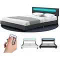 Produktbild: Polsterbett Paris – Modernes Bettgestell Mit Led Beleuchtung, Lattenrost & Kopfteil – Kunstleder & Holz – Bett Doppelbett – 180×200 Cm Grau - Juskys