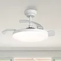 Produktbild: Parrot Uncle Deckenventilator Mit Licht Led 106 Cm, Ausklappbare Flügel, Leiser Dc-motor 30 W, Fernbedienung, 6 Geschwindigkeiten, Timer, Sommer-winter-funktion, Weiß