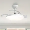 Produktbild: Parrot Uncle Deckenventilator Mit Licht Und Einziehbaren Flügeln, 106 cm, 36 W, 3 Transparente Flügel, Leiser Gleichstrommotor, Sommer-und Wintermodus, 6 Geschwindigkeitsstufen, Fernbedienung, Weiß