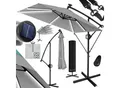 Produktbild: KESSER® Ampelschirm Holly Sonnenschirm Rechteckig mit und ohne LED Solar inkl. Abdeckung + Windsicherung mit Kurbel Kurbel-Schirm mit Ständer UV-Schutz Aluminium Wasserabweisend Ø350cm Gartenschirm