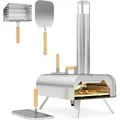 Produktbild: Outsunny Outdoor Pizzaofen Holzbefeuerter Pizza Ofen aus Edelstahl Backofen - Silber