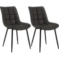 Produktbild: Esszimmerstühle 2er Set, Wohnzimmerstuhl Küchenstuhl mit Rückenlehne, Polsterstuhl Sitzfläche aus Kunstleder, Metallbeine, Anthrazit - Woltu