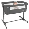 Produktbild: ib style Aluna 3in1 Beistellbett, Babybett, Zustellbett, weiche Matratze, 5-Fach Höhenverstellbar, Reisebett mit Tasche, Kinderbett mit Rollen, Wiege, für Zuhause und Unterwegs - Dunkel Grau
