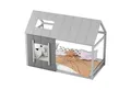 Produktbild: Flieks Kinderbett, Massivholz Einzelbett Hausbett mit Dach und Fenster 90x200cm