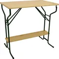 Produktbild: DEGAMO Biertisch Bartisch Stehtisch BAMBERG 113cm klappbar, Metall + Holz lackiert, mit Fuss-Stütze - Transparent/Grün