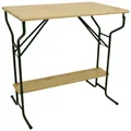 Produktbild: DEGAMO Stehtisch Bartisch Bamberg 70 x 113 cm, Gestell Stahlrohr dunkelgrün, Tischplatte Kiefernholz transparent beschichtet, klappbar, Höhe 110cm