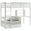 Produktbild: Vente-Unique Hochbett, Weiß, Holz, Uni, 1-Sitzer, 2 Fächer, 90x200 cm, Schlafzimmer, Betten