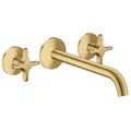 Produktbild: hansgrohe AXOR One 3-Loch Wannenarmatur 48430250 Unterputz, Ausladung 220mm, für Wandmontage, mit Kreuzgriff, brushed gold optic