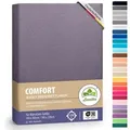 Produktbild: leevitex® Spannbettlaken Premium 170g/m2, Gummizug: rundum, schwer und dick, 100% Jersey-Baumwolle, auch Boxspringbett geeignet grau 140 - 160 cm x 200 - 220 cm