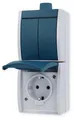 Produktbild: Busch-Jaeger 2601/5/20EW-53-503 Kombination SCHUKO Steckdose mit Wippschalter, Ocean IP44, Serienschaltung, grau/blaugrün (2CKA001684A0324)