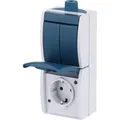Produktbild: Busch-Jaeger Steckdose Ocean 2601/5/20EW-53-503, IP44, Aufputz, 1-fach, grau / blaugrün, Feuchtraum, mit Schalter