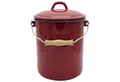 Produktbild: Emaille Mülleimer mit Deckel 10L rot, rund, Stahl, Holzgriff, Modell M10R