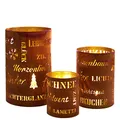 Produktbild: Spetebo Metall Weihnachts Windlicht 3er Set 20/15 / 10 cm - Sprüche - Deko Tischlaterne in Rost Optik - Tisch Kerzen Laterne Halter mit Lichtspiel Weihnachten Advent Stimmungslicht
