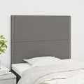 Produktbild: Kopfteil Dunkelgrau 80x5x118/128 cm Stoff für Bett Polsterkopfteil vidaXL