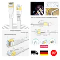 Produktbild: Cat 8 Ethernet Kabel 10m, 40Gbps 2000MHz, Flach, Weiß, RJ45 für Gaming, PC
