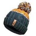 Produktbild: Unisex Herren Damen Warm Winter Chunky Color Block Ski Bommel Bommelmütze mit...