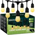Produktbild: KRUMAD LED Lichterkette Außen 20 Meter, E27 Glühbirnen Warmweiß 2700K, Wetterfest, Lichterkette Outdoor IP44 für Garten Balkon Terrasse, Gartendeko für Draußen, Party Deko Beleuchtung