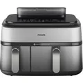Produktbild: Doppel-Heißluftfritteuse Steam Airfryer Dual Basket edelstahl/schwarz, 2750 Watt, 2 Körbe 6 Liter + 3 Liter