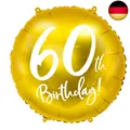 Produktbild: Luftballon 60, Geburtstag Ballon 60 Geburtstag Gold hochwertig Folienballon 60