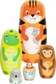Produktbild: goki 60661 - Matroschka Puppen Tiger Tavi und Seine Freunde aus Holz, Tier-Stapelspiel Klassiker, Lernspielzeug zur Förderung der Motorik und Größenverständnisse, 5er Set, ab 2 Jahre