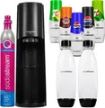 Produktbild: Sodastream Wassersprudler Terra Schwarz mit 2 Flaschen 5 Sirupe CO2-Zylinder