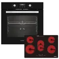 Produktbild: KB ELEMENTS Autarkes Herdset | 60cm Einbaubackofen | 77cm Glaskermamikkochfeld | Glaskeramikkochfeld 5 kochfelder | Elektrokochfeld 77cm | Grill | Heißluft | AQUA CLEAN | 9 x Funktionen
