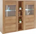 Produktbild: Home affaire Highboard Larona, zeitlose Hochkommode mit 2 Türen, Türkommode, Höhe 129,5 cm, Anrichte mit dekorative Rahmenoptik, Türen mit Glaseinsatz