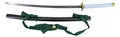 Produktbild: Katana S5046 von Toshiro Hitsugaya aus Bleach Inoffizielle Replik, 103 cm, Edelstahlklinge, grüner Schleife und bronzenem Verschluss, himmelblauer, weißer Linie umwickelter Griff