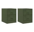 Produktbild: vidaXL Nachttisch Nachttisch Nachtschrank Beistellschrank Stahlschrank 2 Stk Grün 34,5x3
