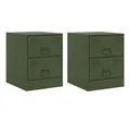 Produktbild: vidaXL Nachttisch Nachttische 2 Stk. Grün 34,5x39x44 cm Stahl (2-St)