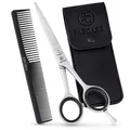 Produktbild: Profi Haarschere mit Kamm und Etui - Haarschneideschere mit Mikroverzahnung &...