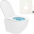 Produktbild: SAT Wand Hänge WC Set Spülrandlos mit Tornado-Spülung und WC-Sitz mit SoftClose + Schallschutz, glänzend weiß