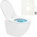 Produktbild: SAT Wand Hänge WC Set Spülrandlos mit Tornado-Spülung und WC-Sitz mit SoftClose + Schallschutz, glänzend weiß