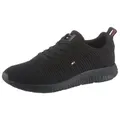 Produktbild: Tommy Hilfiger CORPORATE KNIT RIB RUNNER Sneaker, Freizeitschuh, Halbschuh, Schnürschuh mit seitlicher Logoflagge schwarz 40 EU