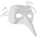 Produktbild: dressforfun 900890 Venezianische Maske mit langer Nase, Unisex Schnabelmaske, einfarbige Augenmaske für Maskenball Party Fasching Karneval Halloween - diverse Farben - (weiß | Nr. 303555)