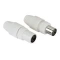 Produktbild: Hama TV Antennenstecker Set Weiß 2 Stück Koax Stecker männlich/weiblich