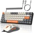Produktbild: YINDIAO T8 60% RGB Gaming Tastatur und Maus Set + Gewendeltes USB-C Kabel,Kabelgebundene Mechanische Tastatur,68 Tasten TKL Compact Layout,Maus mit Wabenstruktur,Bis zu 6400DPI,für PC PS5 -Dunkelgrau