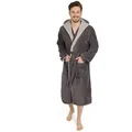 Produktbild: Blumtal Bademantel Herren, Baumwolle, mit gefütterter Kapuze, mit samtigen Frottee-Velours, Oeko-TEX® Zertifiziert grau|silberfarben M