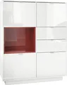 Produktbild: Vladon Highboard Sideboard Metro, Germany, Korpus in Weiß Hochglanz / Fronten in Weiß Hochglanz mit Einsatz in Bordeaux Hochglanz