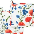 Produktbild: REDBEST Topflappen, Untersetzer Mohnblume 2er-Pack, 100% Baumwolle Größe Mohnblume Größe 20x20 cm - hitzebeständige Wattierung, außen robustes, glattes Gewebe