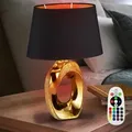 Produktbild: Etc-shop - Nacht Tisch Leuchte Dimmbar Schwarz Gold Fernbedienung Lese Lampe Im Set Inkl. Rgb Led Leuchtmittel