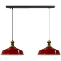 Produktbild: Industrielle Doppel-Pendelleuchte aus Handbemaltem Rot Metall – Vintage-Kronleuchter E27 Ø40 cm für Wohnzimmer, Schlafzimmer oder Esszimmer