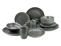 Produktbild: CreaTable, 22807, Serie INDUSTRIAL CHIC - Anthrazit, 16-teiliges Geschirrset für 4 Personen, Kombiservice aus Steinzeug, spülmaschinen- und mikrowellengeeignet, Qualitätsproduktion