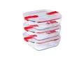 Produktbild: PYREX Frischhaltedose Cook & Heat - Bundle bestehend aus 3 Frischhaltedosen mit Ventil, (3-teiliges Aufbewahrungsset, 3x Pyrex Cook & Heat Frischhaltedose quadratisch 20 x 17 x 5,5 cm 1,0l), Hitzebeständiges Glas, mit Dampfventil, BPA-frei, ideal für Mikrowelle