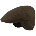 Produktbild: Breiter Schiebermütze einteilig mit Ohrenschutz und Fischgratmuster grün 57