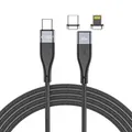 Produktbild: 2in1 Magnetkabel USB-C kompatibel mit iPhone und USB-C 60W in Schwarz 3A 1m