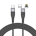 Produktbild: 2in1 Magnetkabel 60W in Schwarz 3A 1m USB-C kompatibel mit iPhone und USB-C